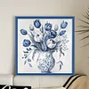 Blue And White Porcelain Flowers - 11CT Counted Cross Stitch - 45*45cm - Flower