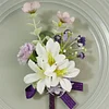 10PCS Purple White Wedding Catering Bridal Groom Guests Corsage Boutonniere Wrist Artificial Flower Bouquets