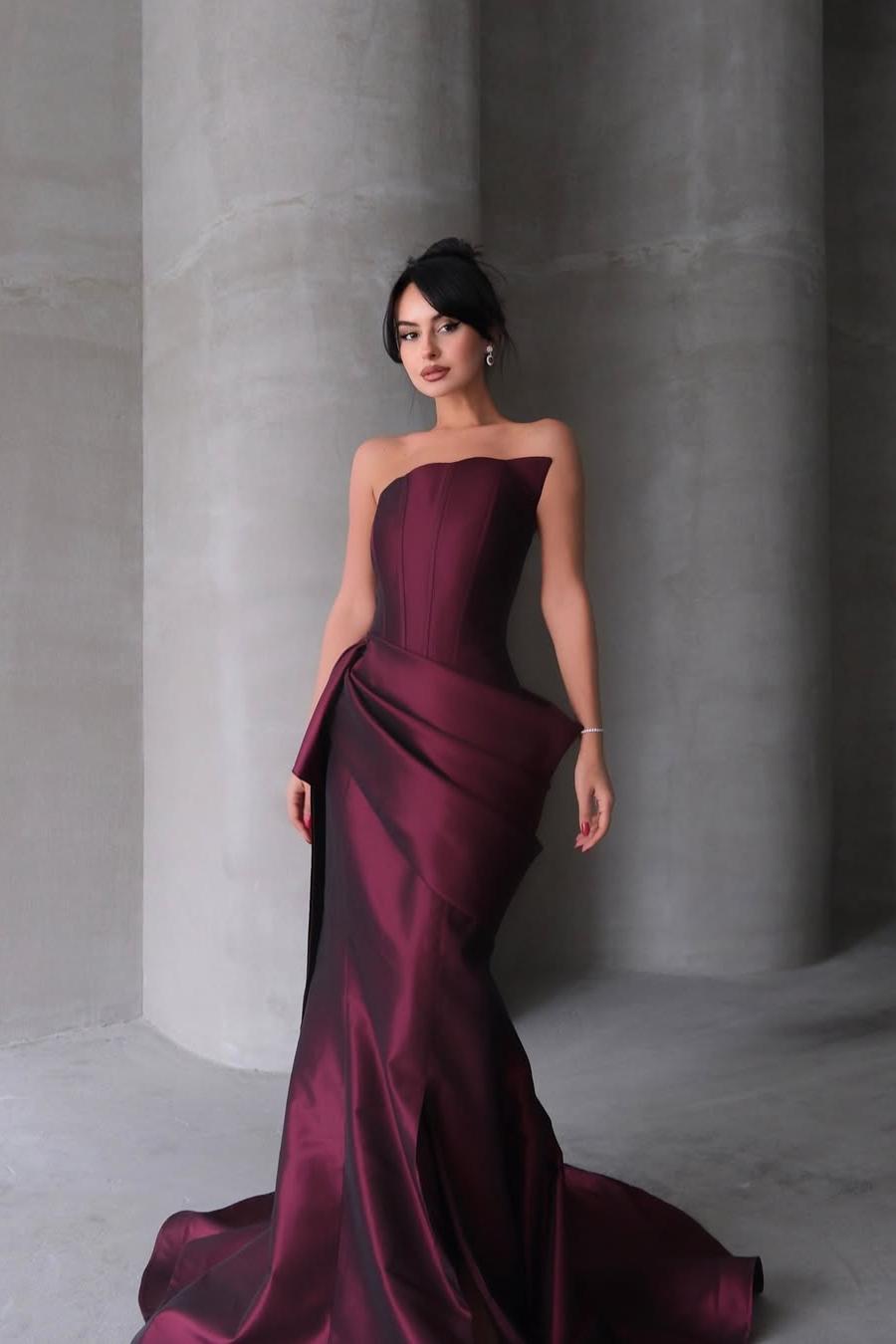 Lvs&Broner Strapless Sleeveless Mermaid Long Prom Dress With Pleated