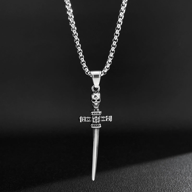 Rock Punk Cross Skull 304 Stainless Steel Men's Pendant Necklace Men Pendant Necklaces