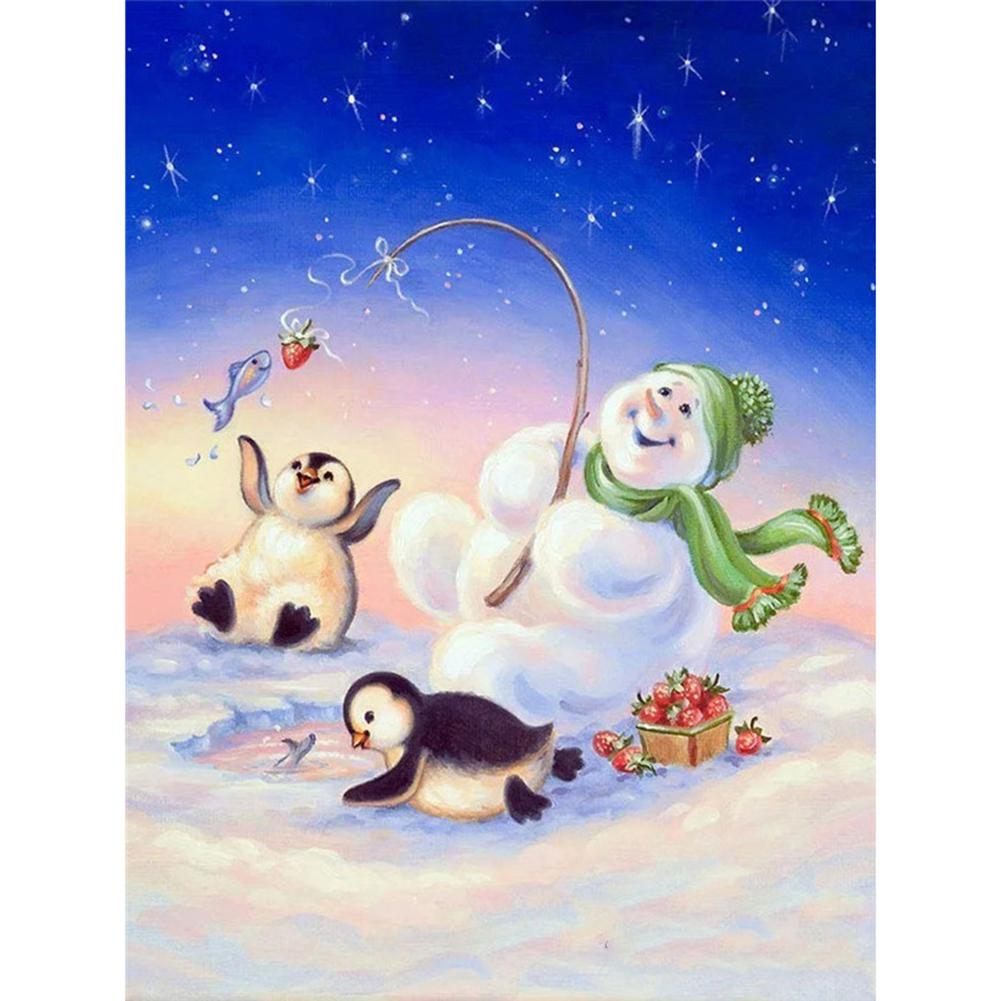 

Snowman Penguin - Round Drill Diamond Painting - 30*40CM, 501 Original