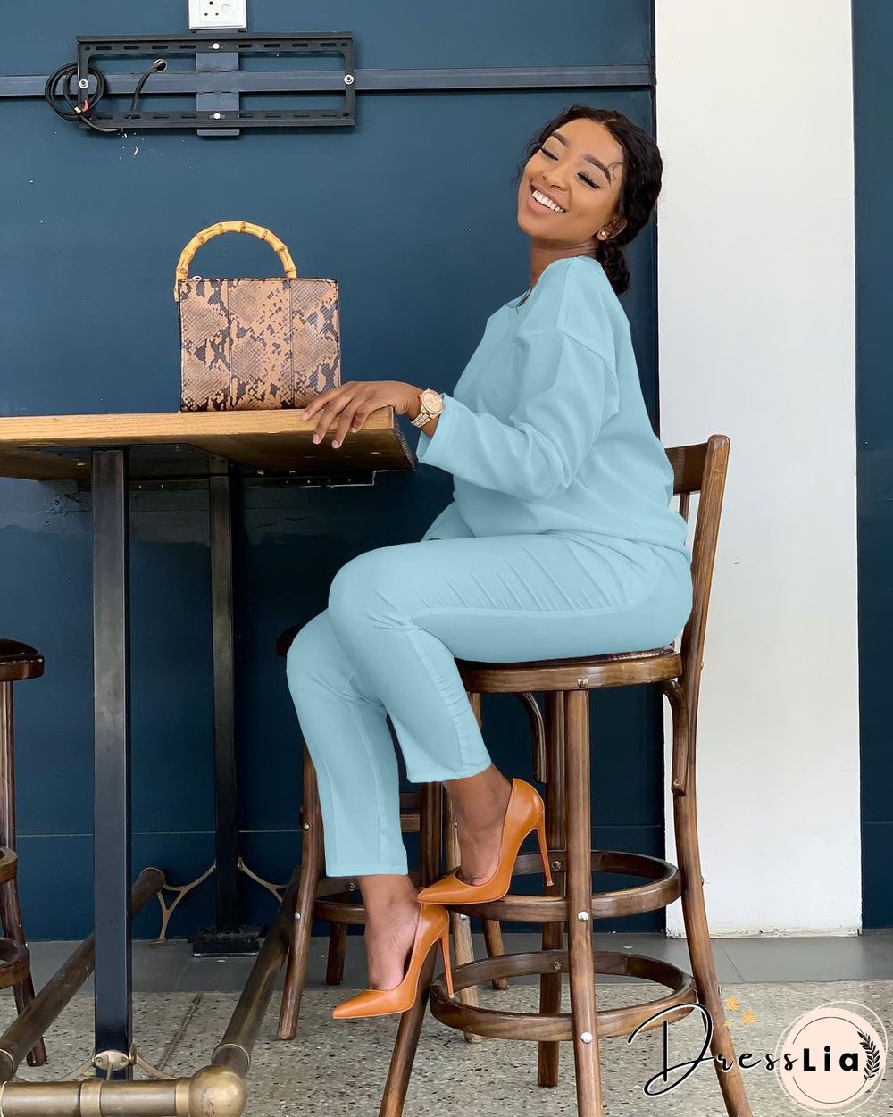 Long Sleeves T shirt Sportswear Two Piece Pants Set