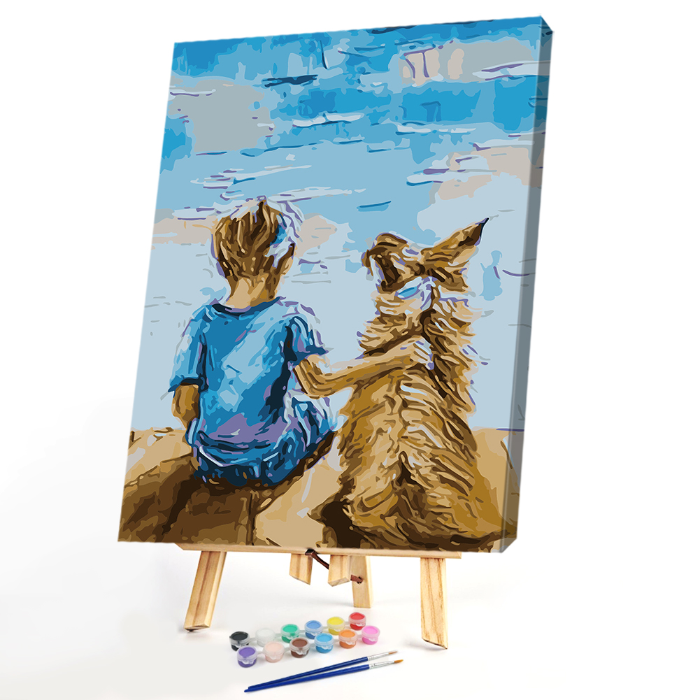 

40*50CM Paint By Numbers-Boy and Dog, 501 Original