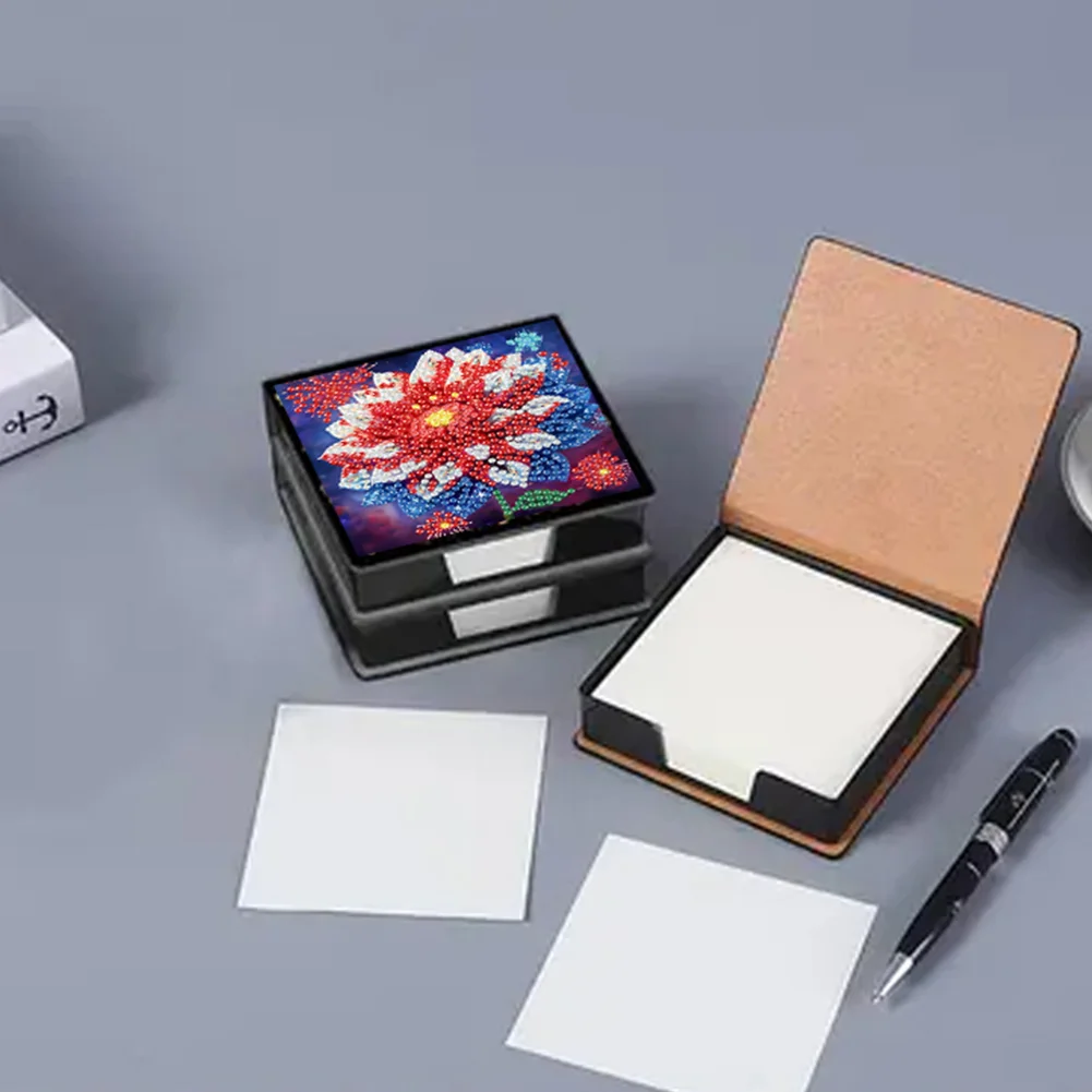 Independence Day Flower PU Diamond Painting Notecard Box for Beginners