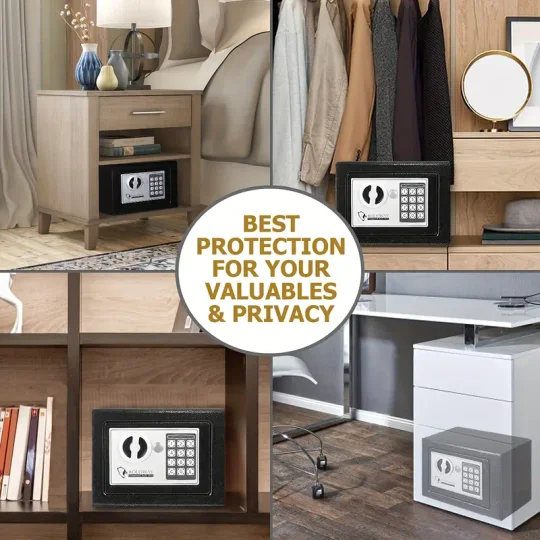steel lock safe box with keypad and key for home fireproof bag for hidden cash protection silvery fireproof safe for money 5