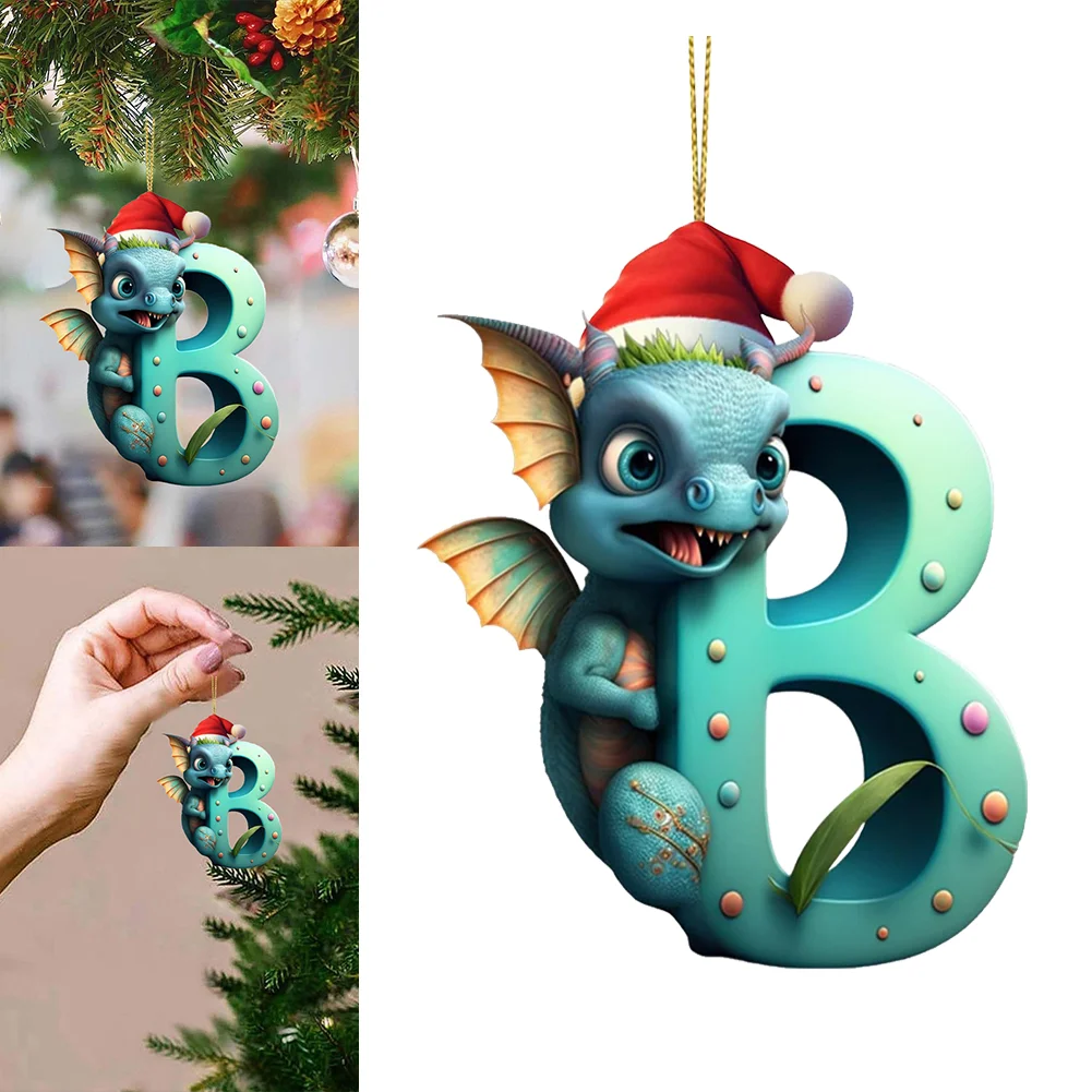 Christmas Cute Dragon Pendants Acrylic Letter Shaped Exquisite for Xmas Tree Car