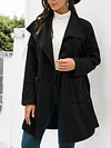 Fashion Loose Solid Color Long Sleeves Lapel Cardigan Woolen Outerwear