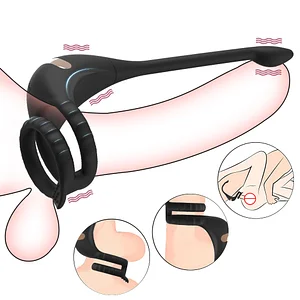 Dragon Knight - App/wireless Remote Control Double Penis Ring Scrotal Sleeve With Anal Plug