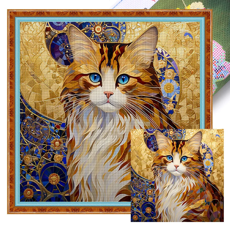 Gorgeous And Rich Cat (45*45cm) 11CT Stamped Cross Stitch gbfke