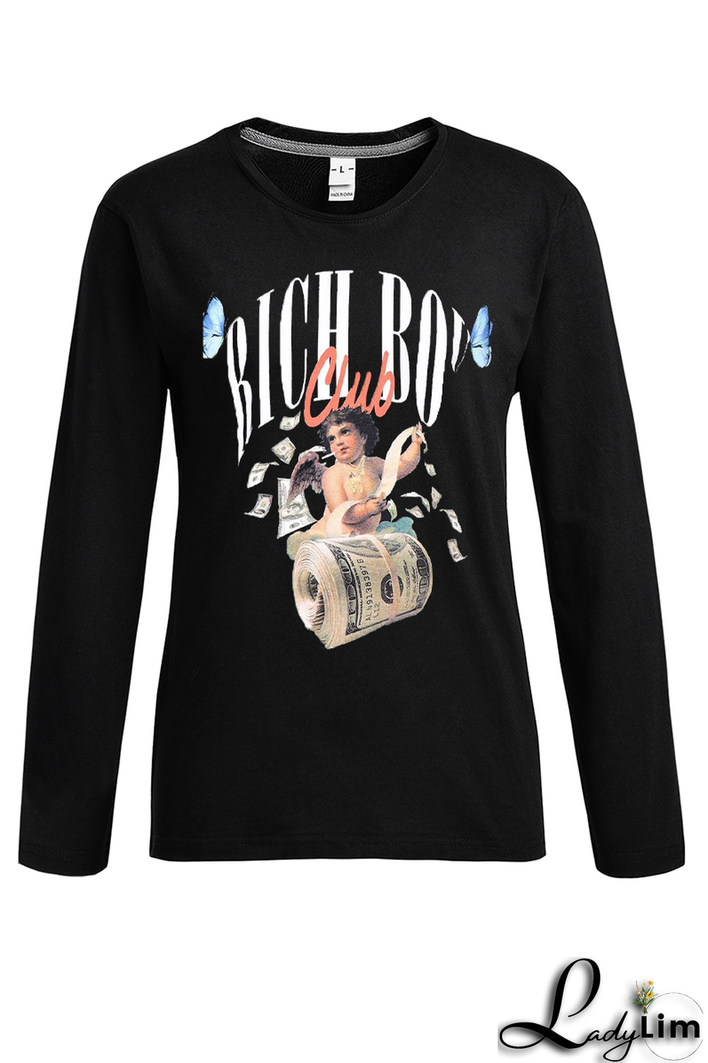 Black Casual Daily Print Patchwork O Neck Tops