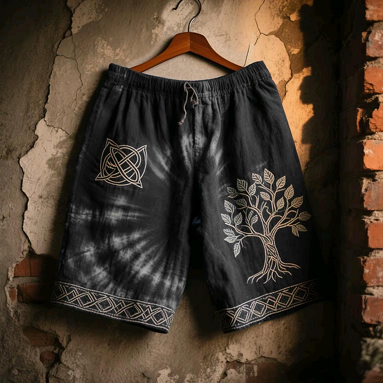 Men's Viking Tree Of Life Celtic Knot Art Line Shorts