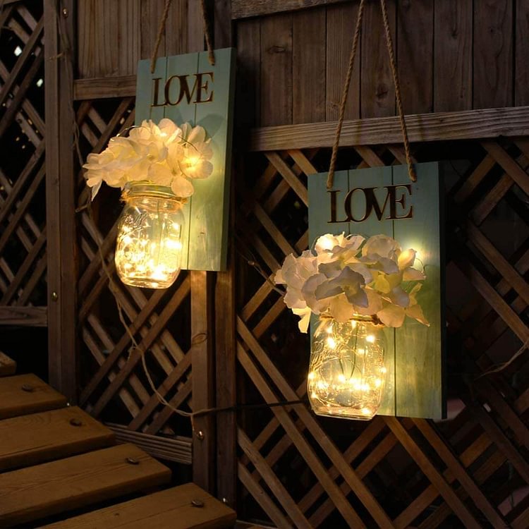 LED Mason Jars Immortal Flower Wall Light(2PCS)
