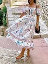 Floral Printed Off-The-Shoulder Midi Dress