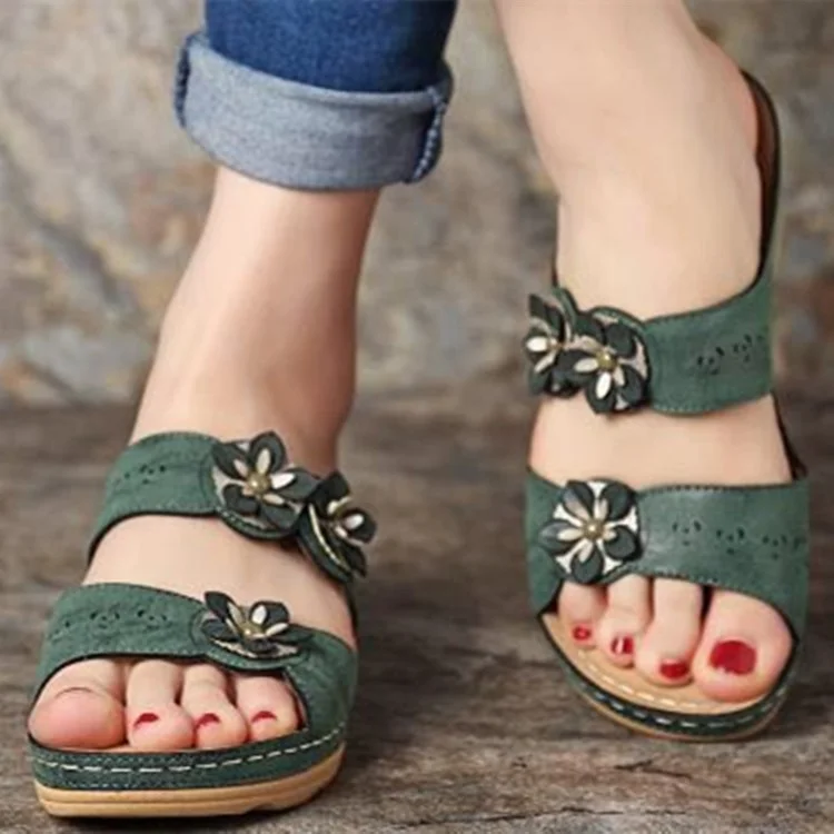 Casual Roman Flower Open Toe Wedge Sandals socialshop