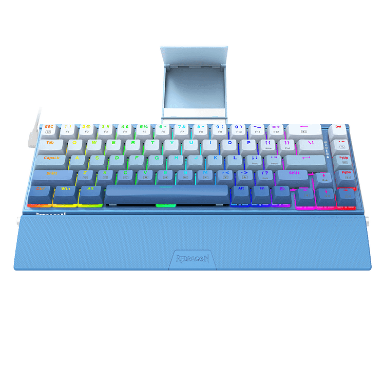 Redragon K641 SHACO PRO 60% Aluminum RGB Mechanical Keyboard, Bluetooth/2.4Ghz/Wired 3-Mode 68 Keys Compact Gaming Keyboard with Detachable Phone Stand/Gradient Keycaps/Upgraded Hot-Swap Socket