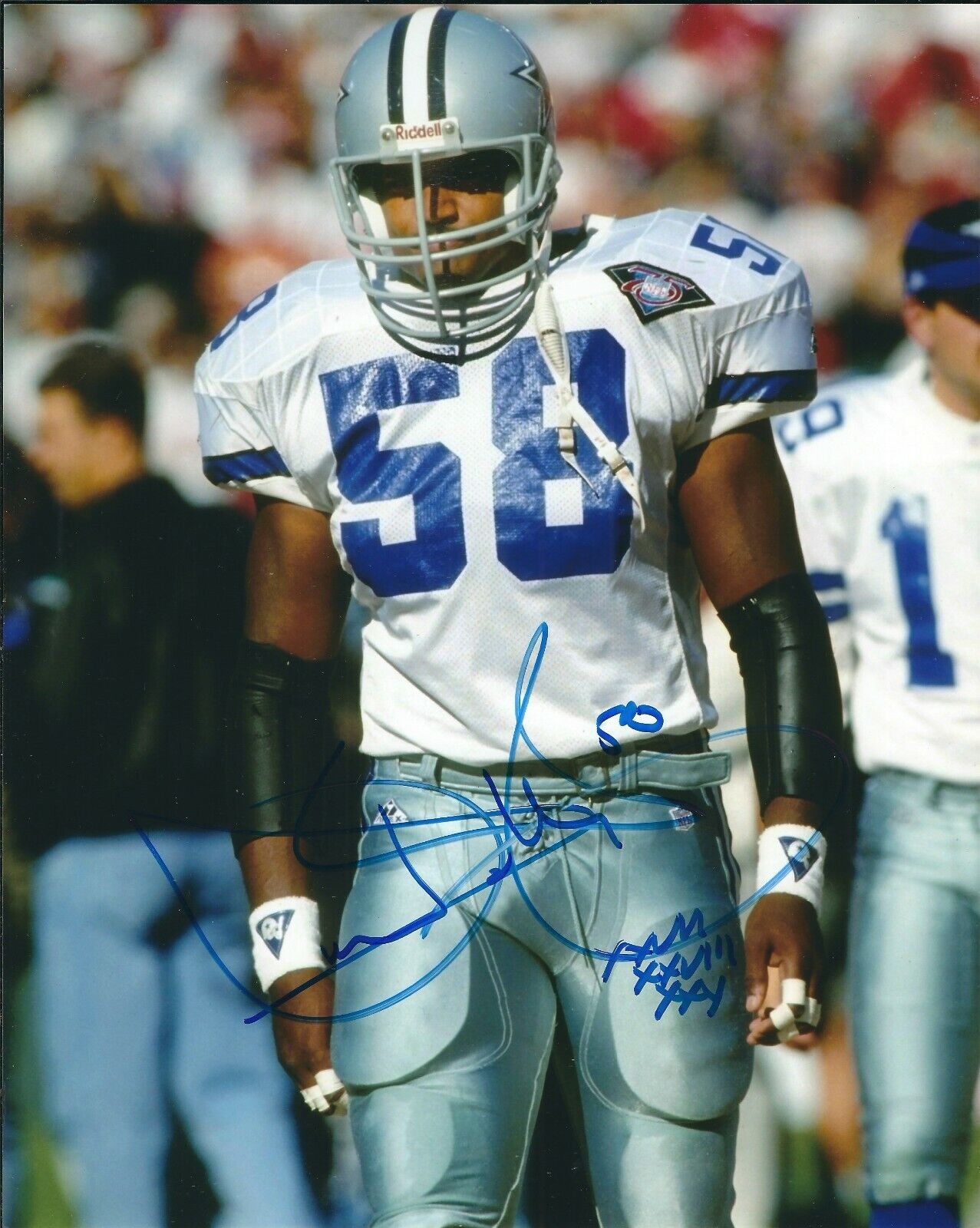 Signed 8x10 DIXON EDWARDS Dallas Cowboys Autographed Photo Poster painting - w/COA