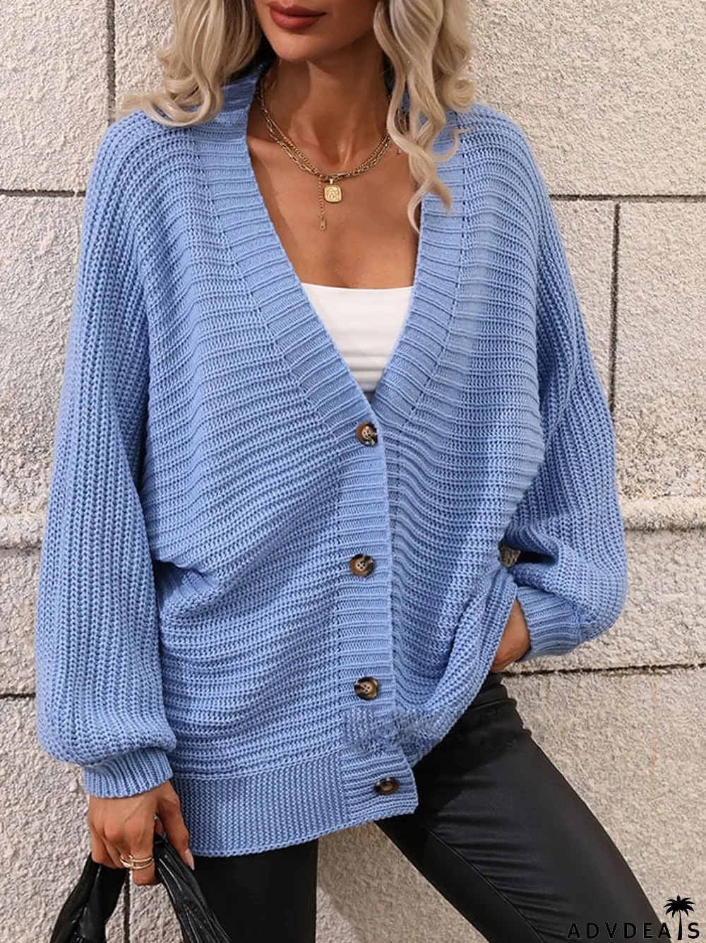 Women'S Sweater Solid Color Knitted Cardigan