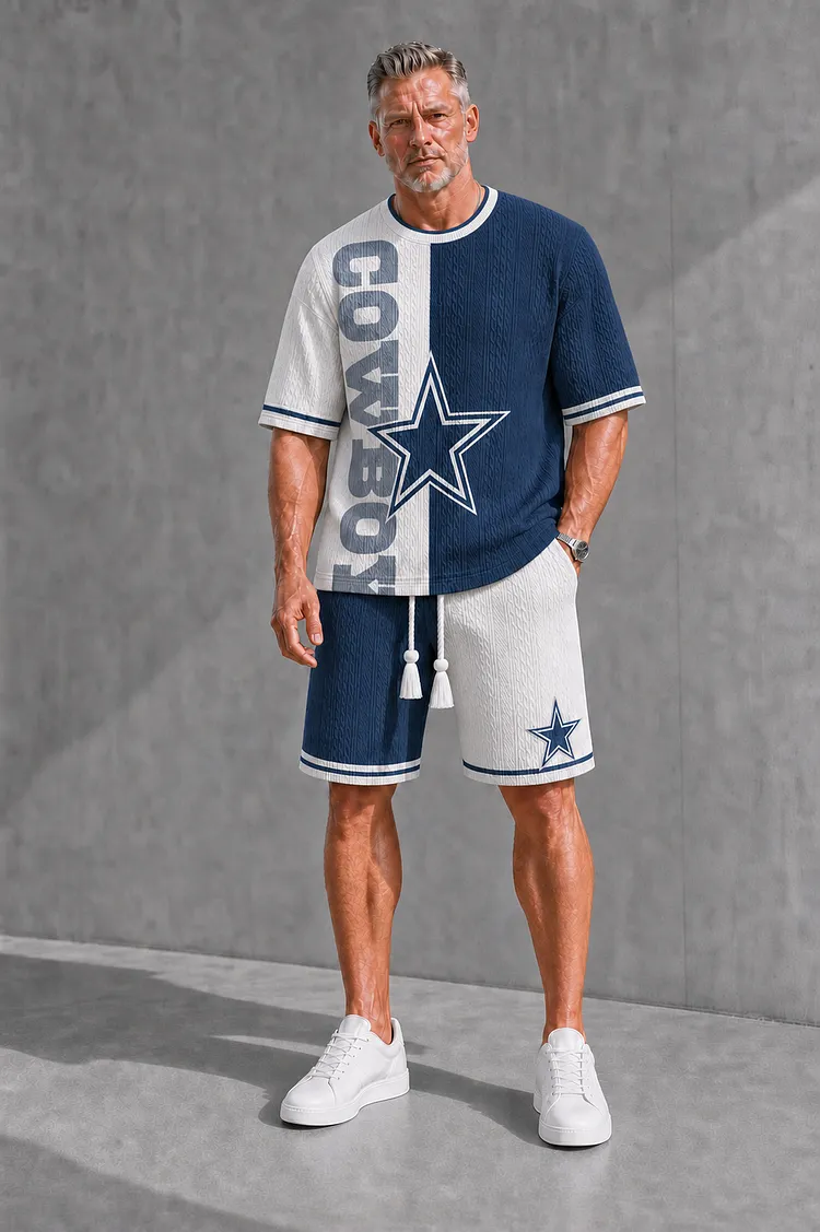 Dallas Cowboys Men&rsquo;s Jacquard Cable-Knit Tee & Shorts Set