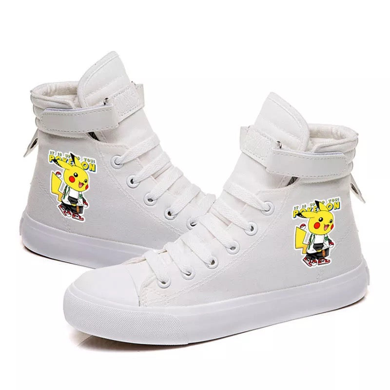Mayoulove Pokemon Go Pikachu #6 Cosplay Shoes High Top Canvas Sneakers for Kids Adults-Mayoulove