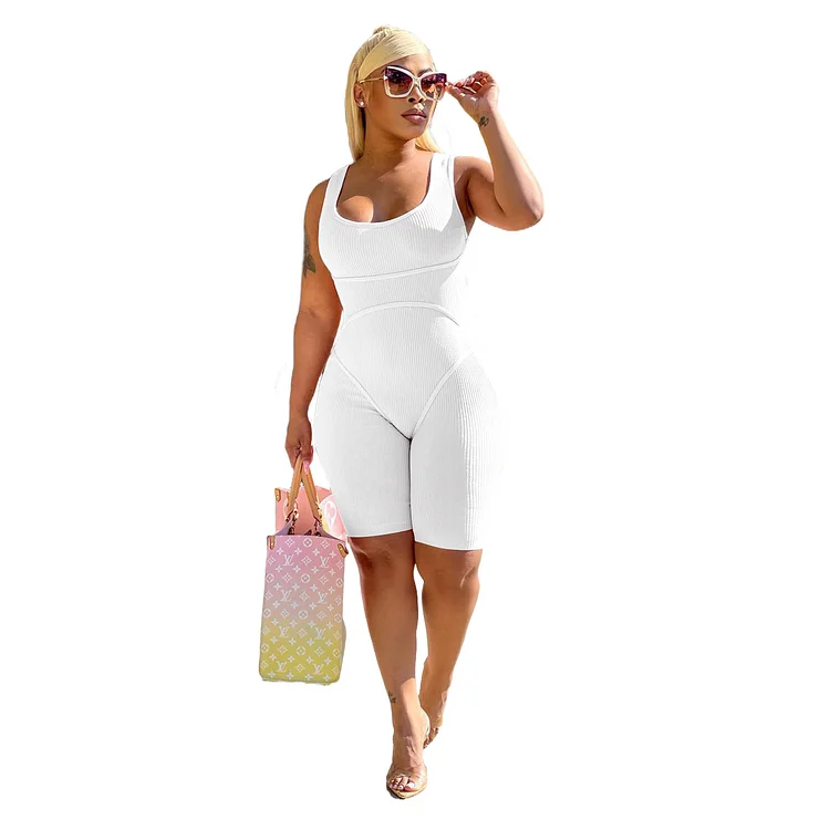 Women Summer Solid Color Sexy Straps Romper