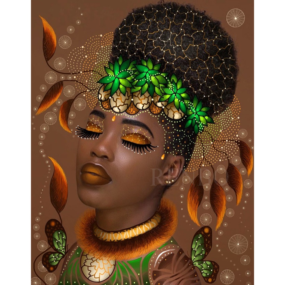 

(Multi-Size) African Women - Round/Square Drill Diamond Painting - 30*40CM, Round diamond 40*50cm, 501 Original