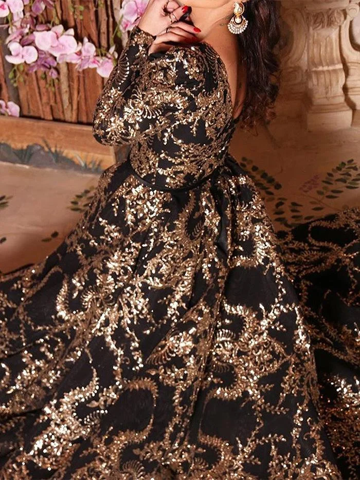 Retro Long-sleeved Big Swing Dress