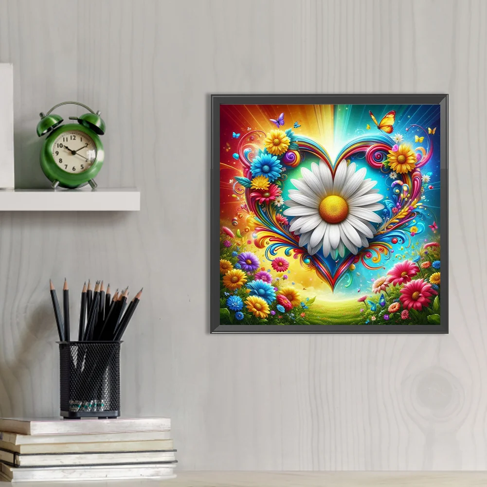 5D DIY Full Round Drill Partial AB Diamond Painting Flower Love Decor 45x45cm