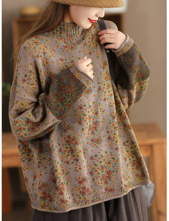 Vintage Cotton Thread Floral Knit Sweater