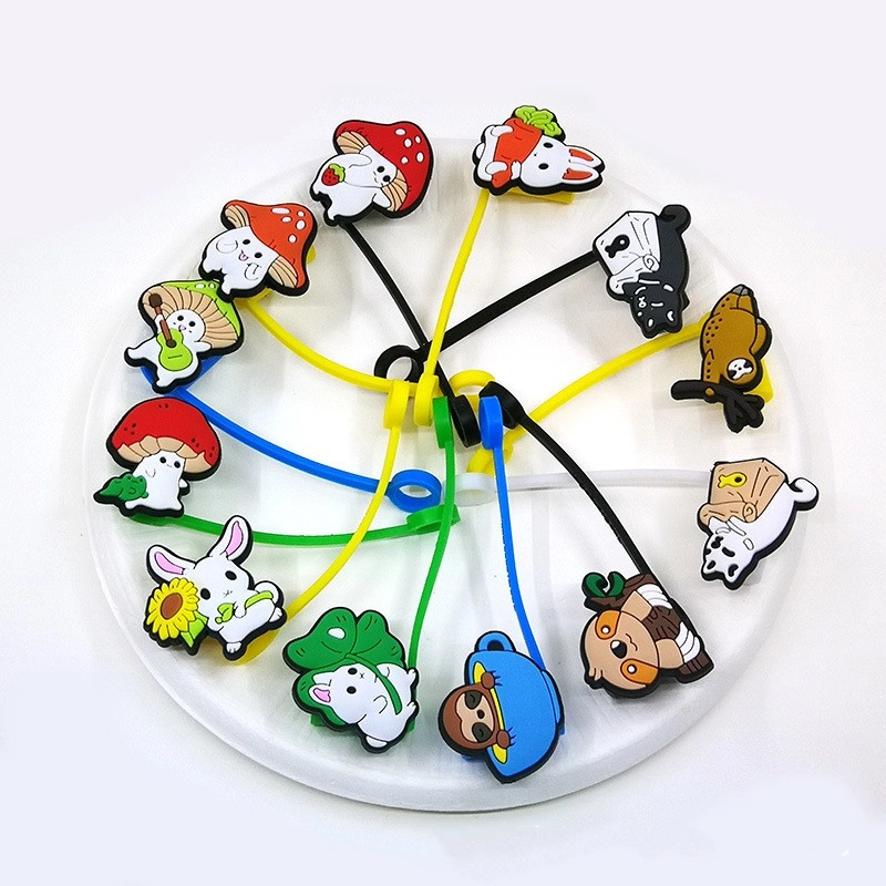 10 Pieces Cute Cartoon Silica Gel Straw Decorative Cap 1 Piece