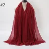 Pleated Linen Cotton Scarf Woolen Edge Women Hijab Shawl