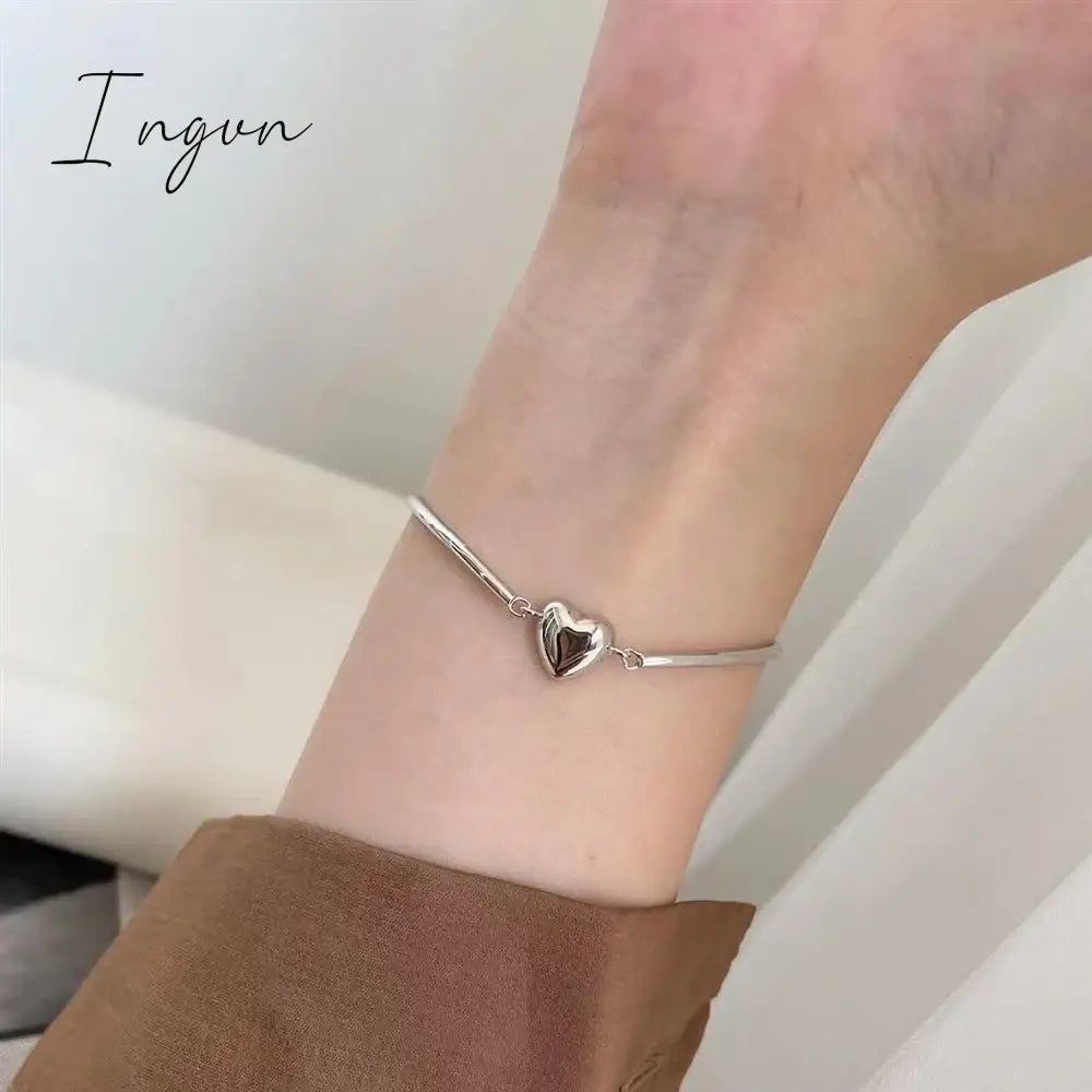 Y2K Jewelry Bracelets for Women Korean Fashion Sweet Girls Heart Delicate Silver Color Chain Bracelet Party Accessories Gifts