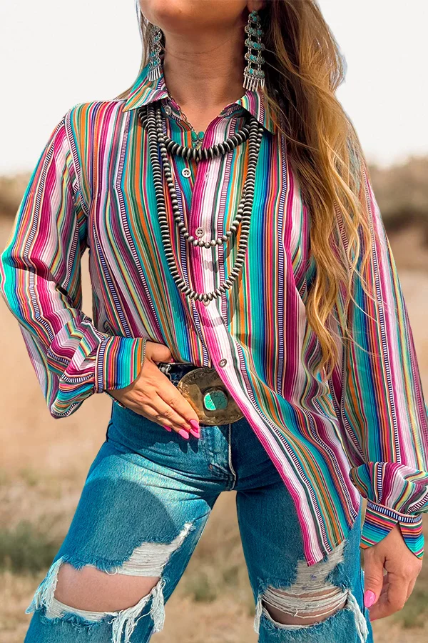 Vintage Striped Print Shirt