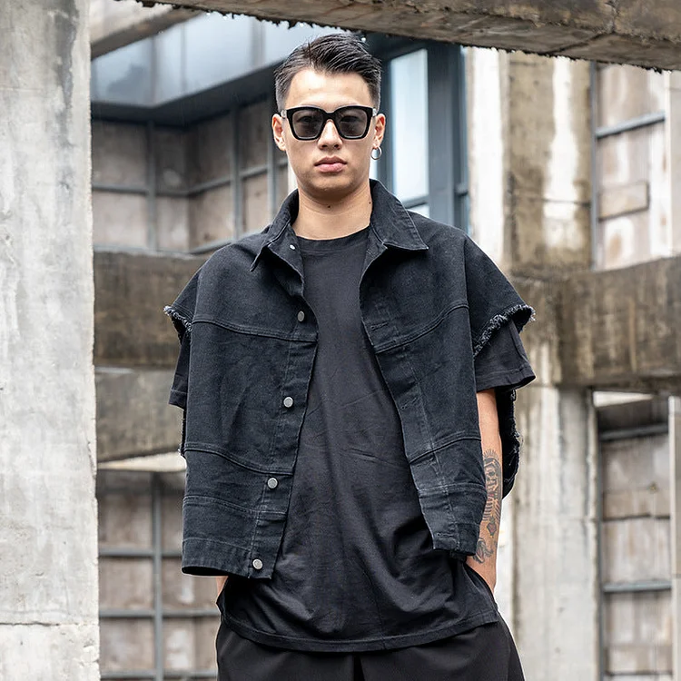 Dawfashion Techwear Streetwear-Original Sleeveless Denim Loose Waistcoat  Jackets-Streetfashion-Darkwear-Techwear