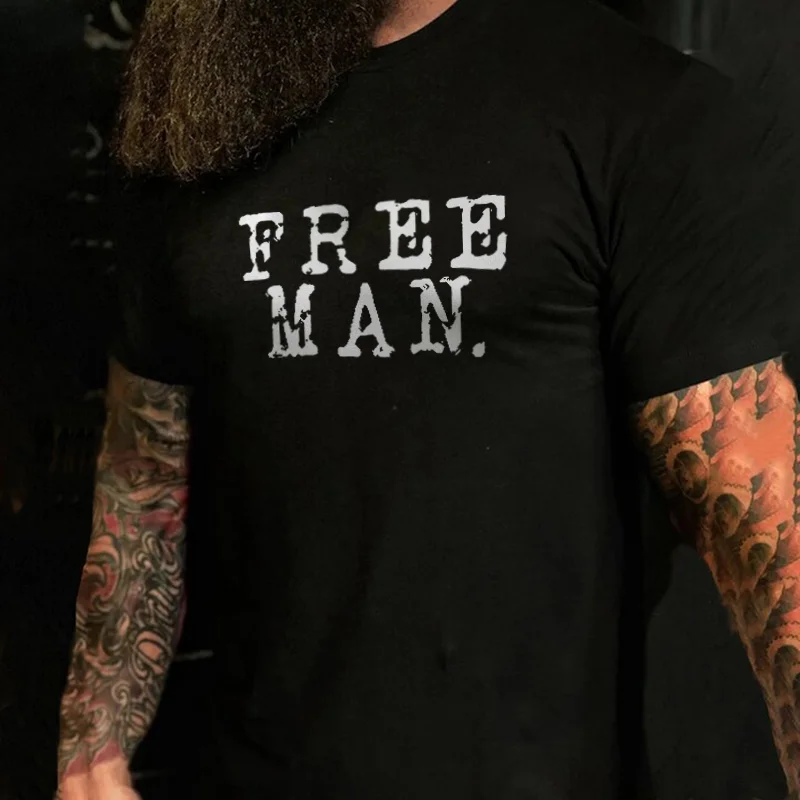 Livereid FREE MAN LETTER PRINTED T-SHIRT - Livereid