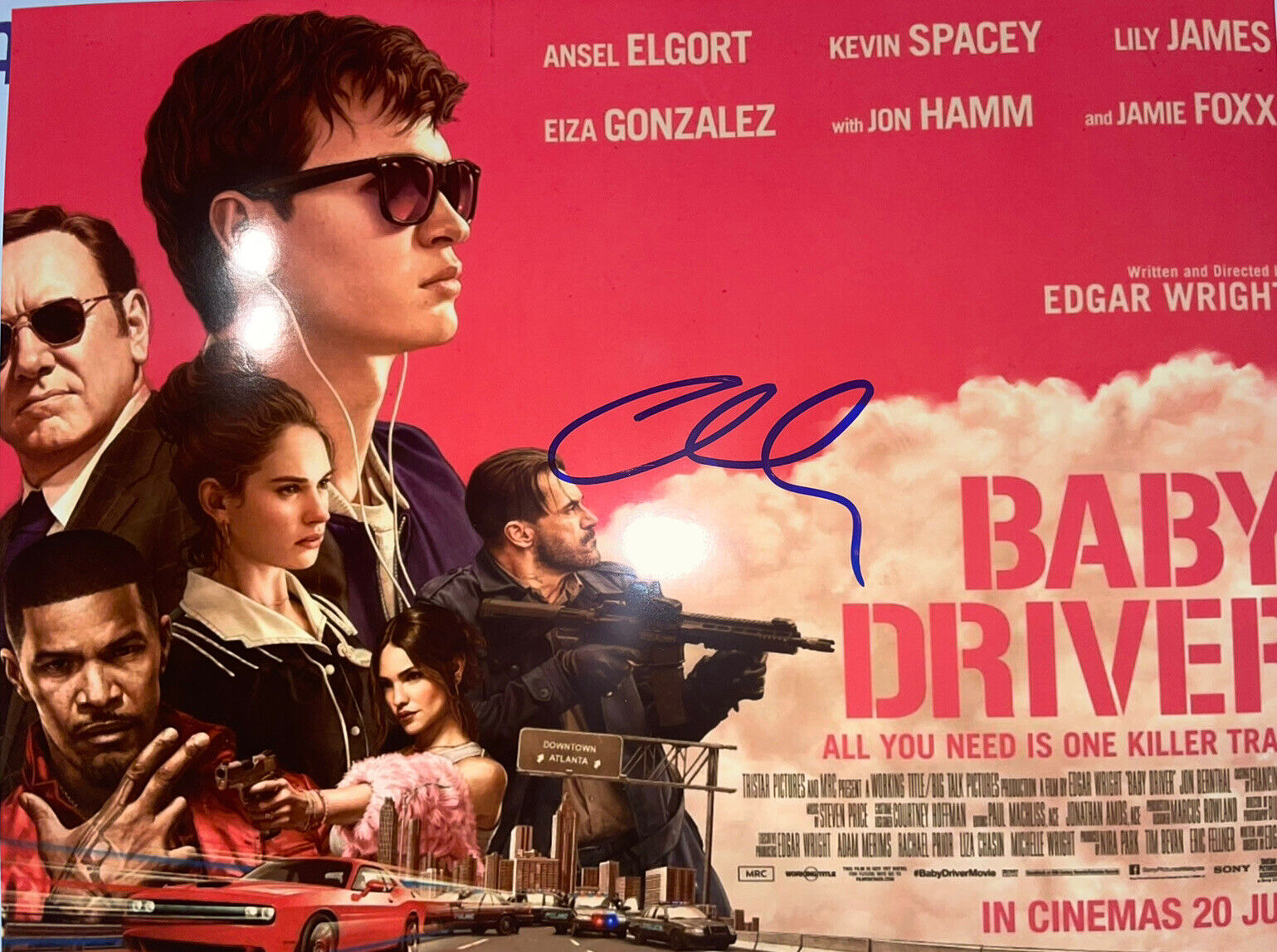 Ansel Elgort Baby Driver signed poster Photo Poster painting goldfinch fault in our stars