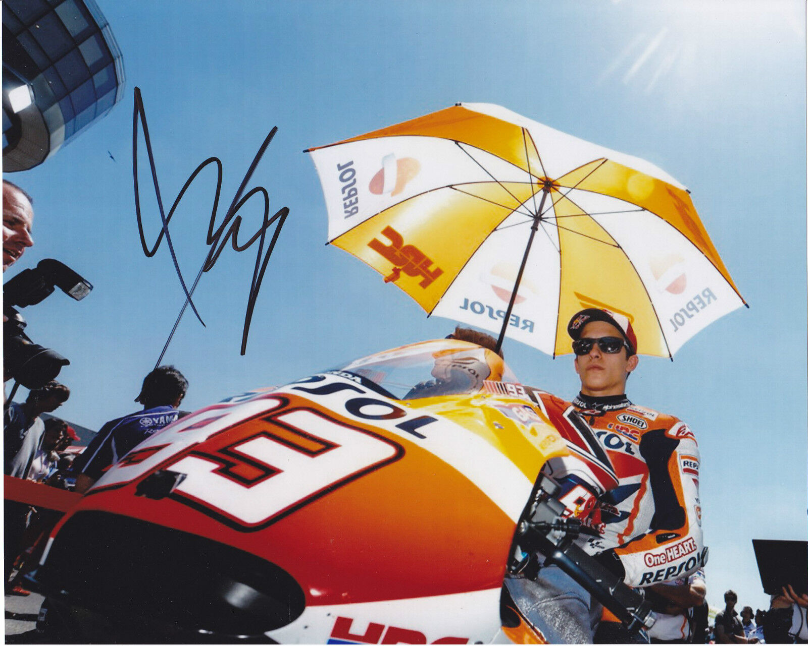 MotoGP MARC MARQUEZ Signed REPSOL HONDA On The Grid 10x8 Colour Photo Poster painting