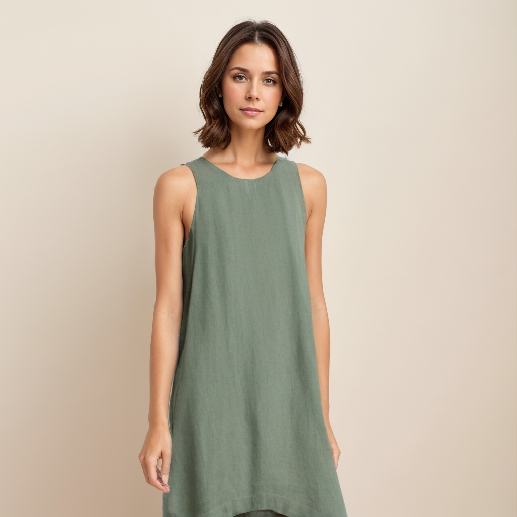 100% European Linen Vest Dress REAL SILK LIFE