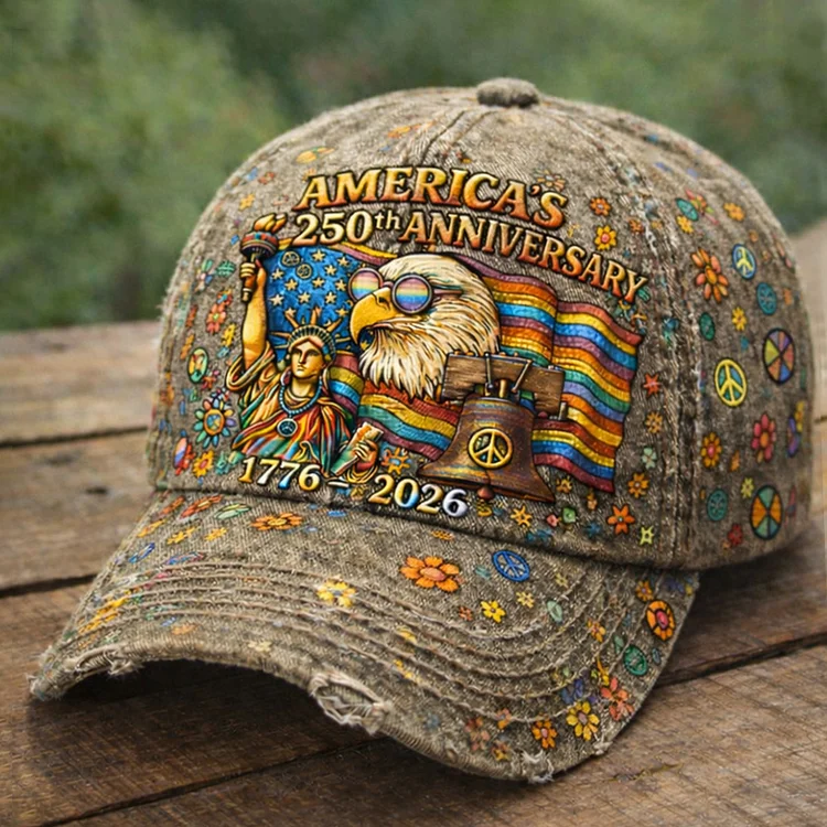 US 250th Anniversary Retro Hippie Art Printe Hat socialshop