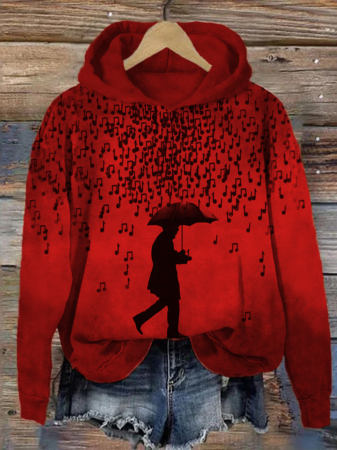 Music Rain Long Sleeve Hoodie wearshes