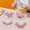 4PCS Diamond Painted Acrylic Pink Wing Placemats Insulated Dish Mats Comes with Mats