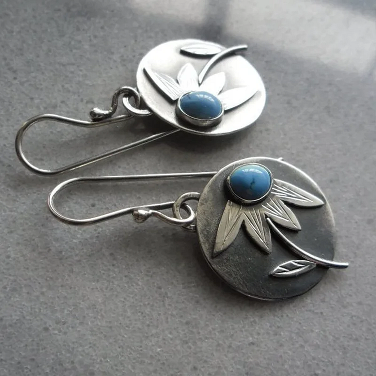 Vintage Blue Stone Flower Earrings