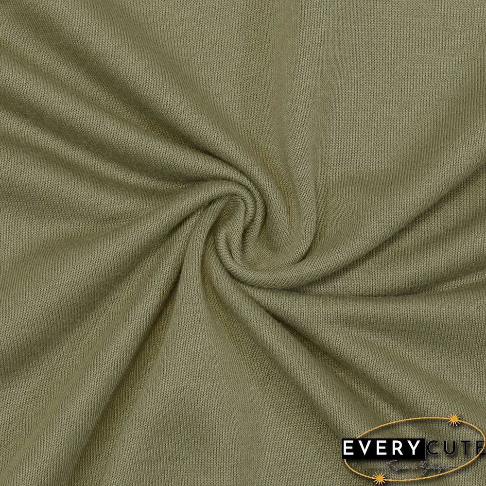 Waffle Knit Splice Army Green Pocket Hoodie