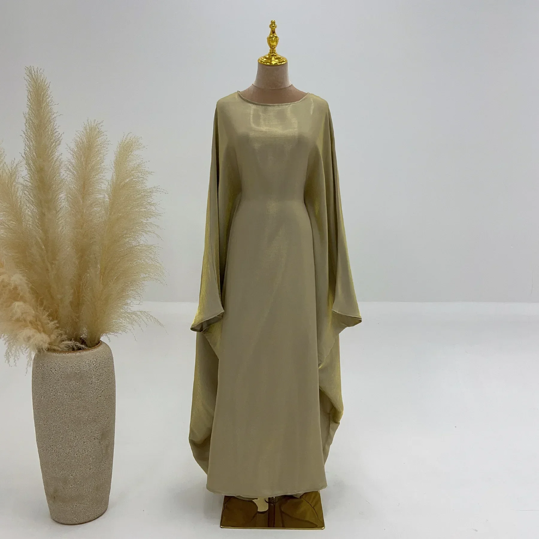Wimawait fairy dress women Maxi Dresses for Women Ramadan Satin Abaya Muslim Summer Batwing Sleeve Abayas Women Kaftan Robes Muslim Dress Outfits Gowns