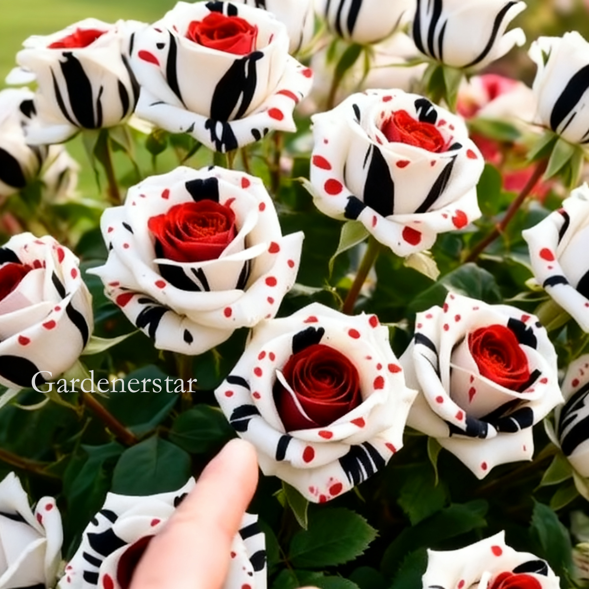Rare Red White Black rose - Fire & Snow Rose