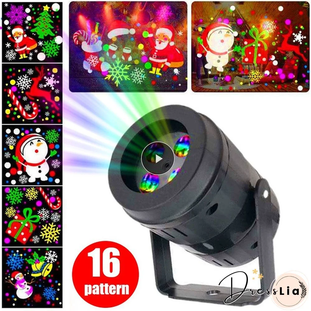 Newest Outdoor Indoor Waterproof Christmas Projection Lamp 16 pattern automatically rotate Laser Projector Light for Party Landscape Garden Halloween Christmas Xmas Decoration Gift