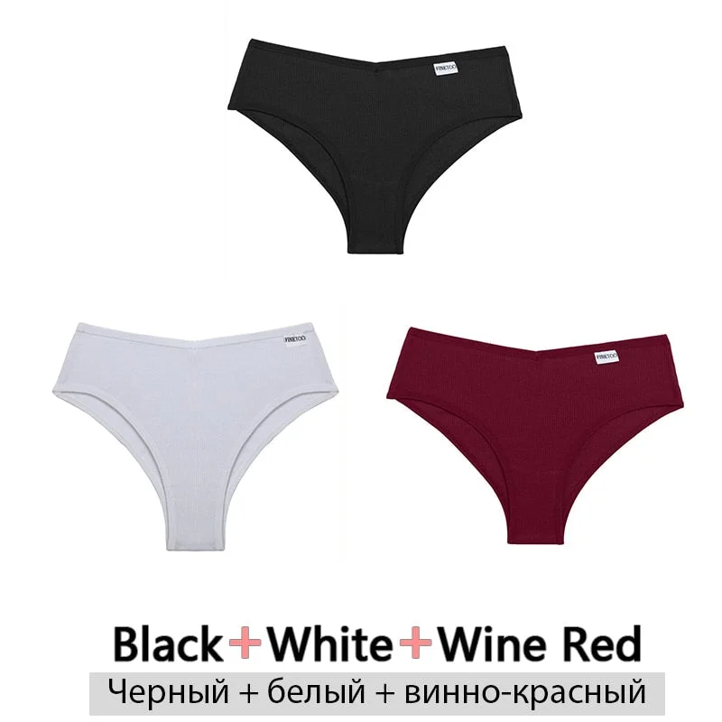 FINETOO 3Pcs/Set Cotton Panties for Women Plus Size Underpants Ladies Cotton Bikini Panties Girl Underwear Female Lingerie M-3XL