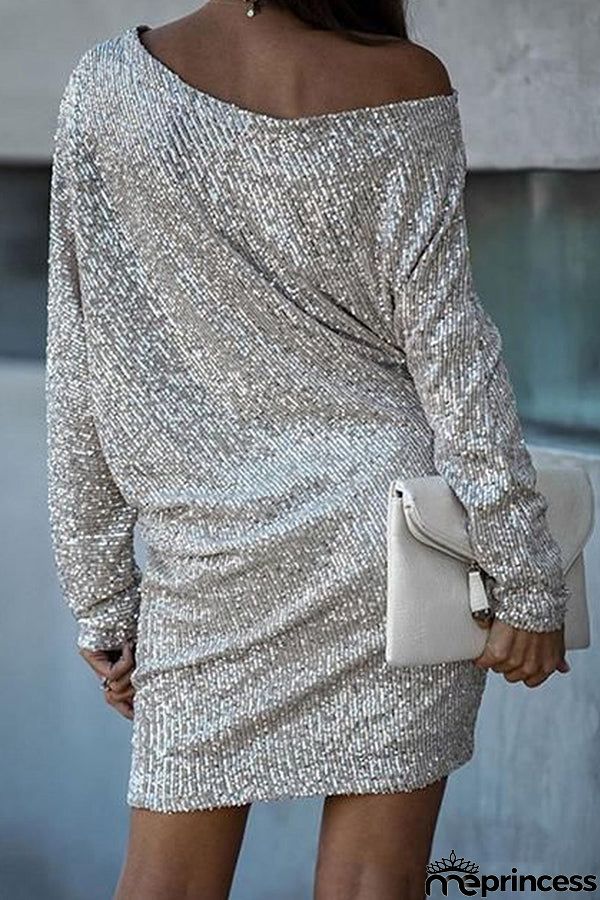 Sequin Long Sleeve Slim Pencil Skirt
