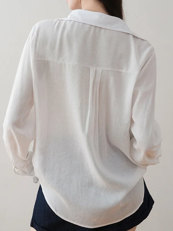 Athvotar Athvotar Splicing Two V-Neck White Shirt Women's 2025 New Spring Top Design Small Shirt