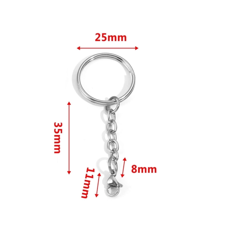 5 PCS/Package 25*35mm 30*35mm Stainless Steel Solid Color Polished Keychain Accessories