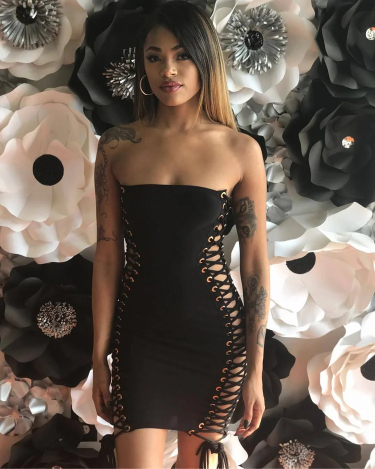 Sexy Lace Up Off Shoulder Slim Dress